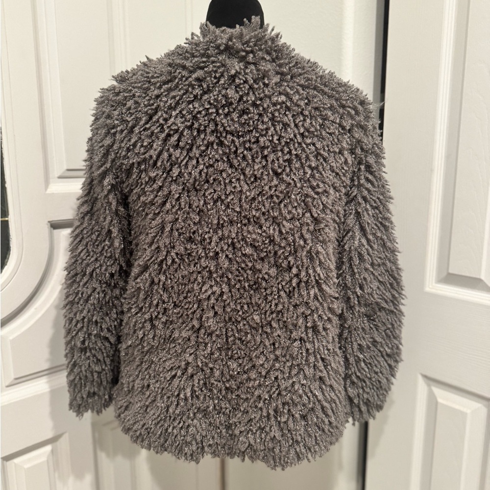 G by Guess Faux Fur Fuchsia Bomber Jacket Women's XS Gray Long Sleeve Soft - Picture 5 of 8